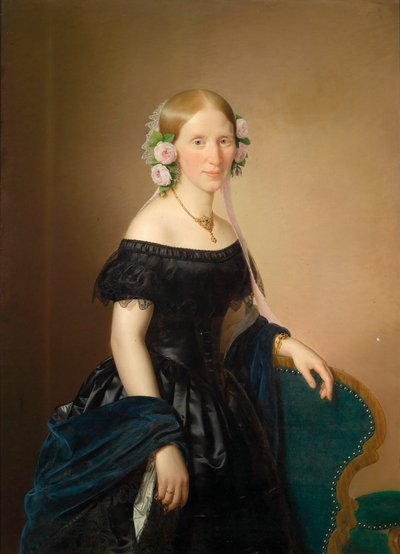Portrait of a Lady with Roses in Her Hair by Josef Weidner